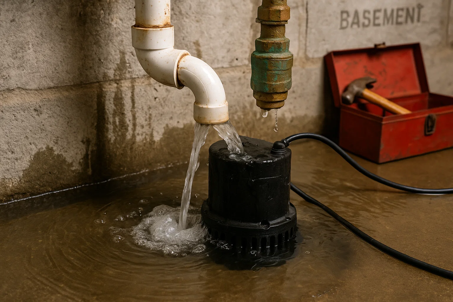Failed check valve causing Cincinnati basement sump pump emergency